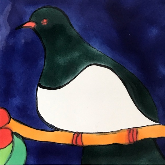 Hand Painted Bird on a Branch 5" Ceramic Square Trinket Dish Signed - Picture 4 of 8